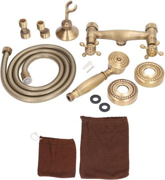 OEM Juego De Grifer&iacute;a De Ducha De Lat&oacute;n Antiguo Para Ba&ntilde;o, Sistema De Ducha Y Grifo De Ba&ntilde;o, Cabezal De Ducha De Mano Montado En La Pared Para Ba&ntilde;o