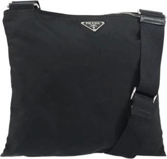 Prada Pre-owned Cross Body Bags, female, Black, Size: ONE SIZE Pre-owned Nylon Cross Body Bag