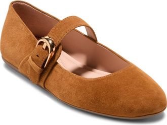 Cole Haan Grand Ambition Alissa Mary Jane Leather Flat in Tobacco Suede at Nordstrom, Size 7.5