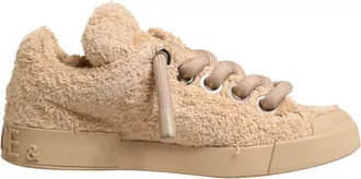 Dolce & Gabbana Shoes Beige Faux Shearling Low Top Mens Sneakers