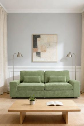 Living and Home 2-Seater Chenille Upholstered Sofa with Pillows in Green