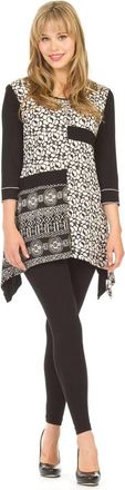 Papillon Rose And Global Print Patch Sweater Dress In Black/white