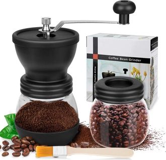OEM Molinillo De Caf&eacute; Manual, Acero Inoxidable Y Vidrio, Fresas De Cer&aacute;mica Ajustables, F&aacute;cil De Limpiar, Ideal Para Caf&eacute;, Espresso, Prensa Francesa Y Caf