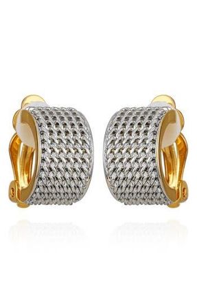 T Tahari Textured Two-Tone Clip-On Earrings in Rose Gold Tone at Nordstrom Rack