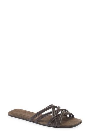 Brunello Cucinelli Strappy Slide Sandal in Testa Moro at Nordstrom, Size 10.5Us