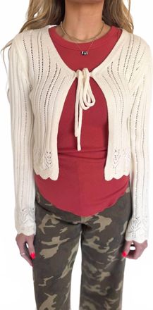 Sadie & Sage Piper Front Tie Cardigan In Ivory