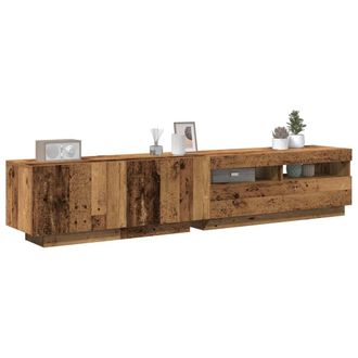 Berkfield Home TV Cabinet with LED Lights Old Wood 200x35x40 cm Engineered Wood in Brown | Size: 200 x 35 x 40 cm
