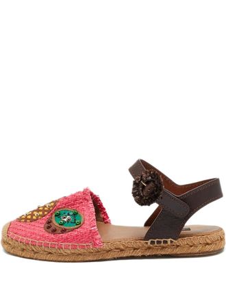 Dolce & Gabbana leather-raffia espadrilles - women - Calf Leather/Raffia/Calf Leather/Calf Leather - 38 - Pink