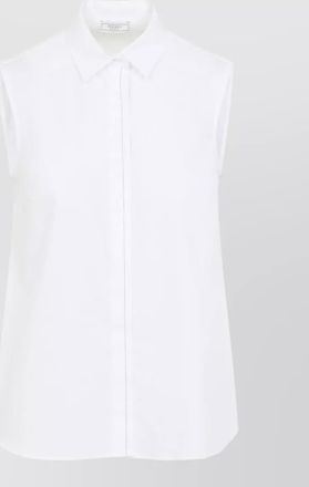 PESERICO collared neck sleeveless top layered hem