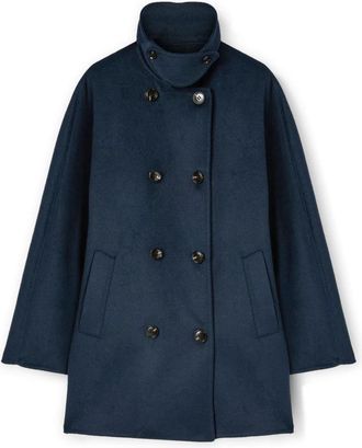Motivi Double-breasted Jas - Dames - Mantel - Blauw - L - Wol - Jassen
