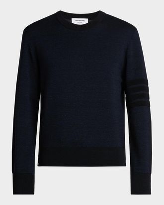 Thom Browne Men & apos;s Ottoman Stitch 4-Bar Stripe Wool-Linen-Cotton Crewneck Sweater
