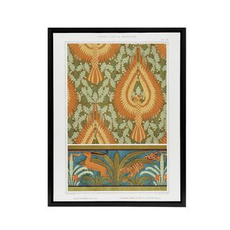 Artery8 Eagle Antelope & Tiger Patterns Framed Canvas Wall Art Print Verneuil in Orange | Size: W24 x H32