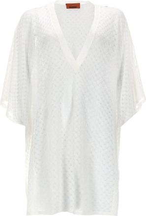 Missoni White Textured V Neck Mini Dress