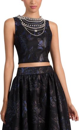 Alice & Olivia Alice + Olivia Cherra Embellished Structured Crop Top