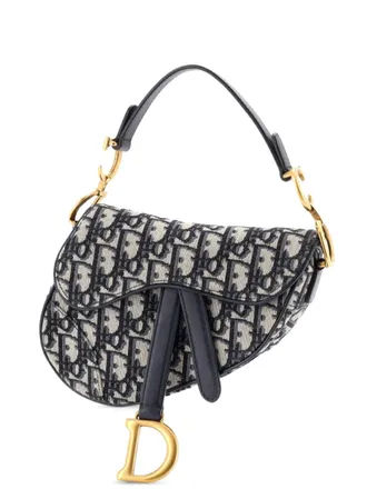 Dior Saddle Handbag Oblique Canvas Mini shoulder bag - women - Canvas - One Size - Blue