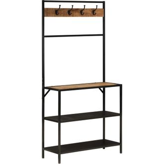 vidaXL Perchero Madera Maciza Mango Y Hierro 90x35x180 Cm Vidaxl