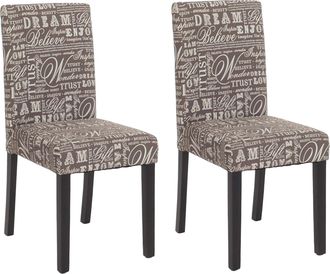 Hhg Hhg - Nunca Usado] Juego De 2 Sillas De Comedor Silla De Cocina Littau, Textil Con Letras, Gris, Patas Oscuras
