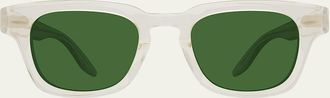Barton Perreira Mens Keyhole-Bridge Transparent Acetate Square Sunglasses
