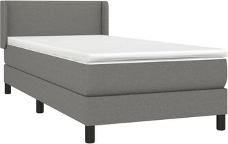 vidaXL Cama Box Spring Con Colch&oacute;n Tela Gris Oscuro 90x200 Cm Vidaxl