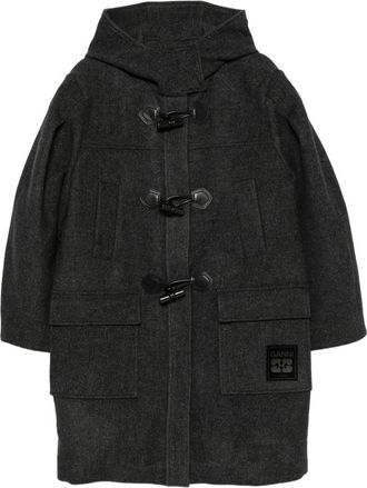 Ganni Jas met capuchon en toggle sluiting - Dames - Parka Jassen - Zwart - M - Wol - Jassen