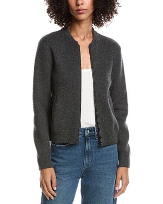 Fort&eacute; Cashmere Zip Bomber Cardi