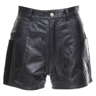 Manokhi black genuine leather patent patch high waisted shorts FR34 XS