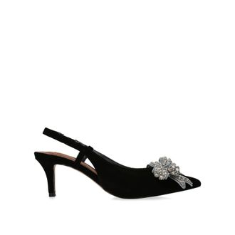 Kurt Geiger Womens Velvet Belgravia Bow Sling Heels - Black - Size UK 3