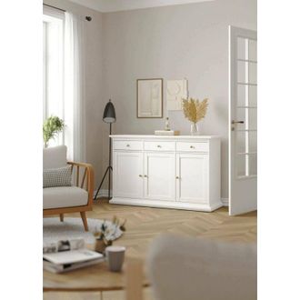 Dmora Aparador Asola, Mueble 3 Estantes, 46.1x143.7x91.66h Cm Blanco