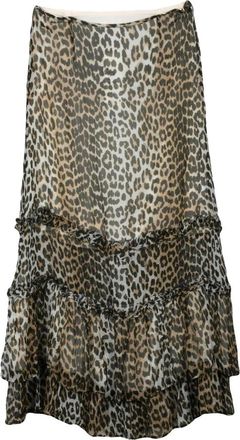 Ganni lange voile rok - Dames - Midirokken - Bruin - M - Rokken