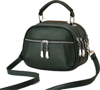 Generic Compatible For Womens Crossbody Bag Multiple Pockets Small Round Buns Storage Wallet Shoulder(Green)