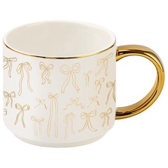 Sweet Water Decor Patterned 14 oz Gold Handle Coffee Mug in Bows at Nordstrom
