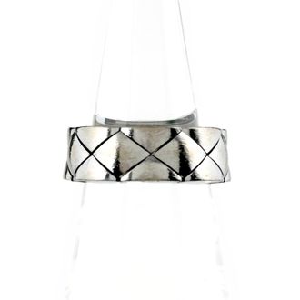 Chanel Matelasse Silver Band Ring (Pre-Owned)