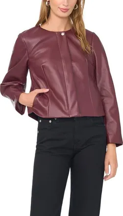 Vince Camuto Cropped Faux Leather Jacket in Berry Royale at Nordstrom, Size Xx-Large