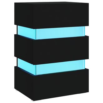 vidaXL Vidaxl Mesita De Noche Luz Led Madera De Ingenier&iacute;a Negra 45x35x67 Cm