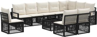vidaXL Conjunto De Sof&aacute;s De Jard&iacute;n 11 Uds. Negro Rat&aacute;n Sint&eacute;tico Vidaxl