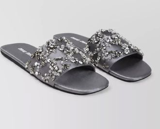 Miu Miu embellished silk wool slides