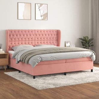 vidaXL Vidaxl - Cama Box Spring Con Colch&oacute;n Terciopelo Rosa 200x200 Cm