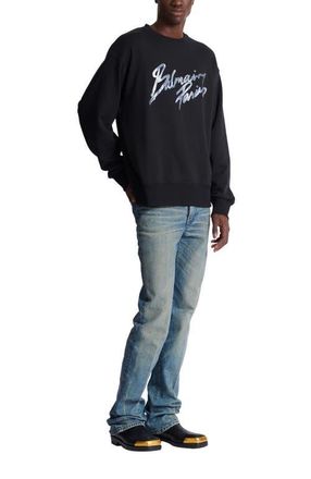 Balmain Printed cotton sweatshirt in Black at Nordstrom, Size Xx-Large