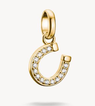 Thomas Sabo Ciondolo placcato oro con pendente a forma di ferro di cavallo con pietre tonalit&agrave; oro giallo e bianco
