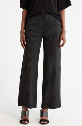 Max Studio Double Knit Wide Leg Pants in Black/Ivory Pinstripe at Nordstrom Rack, Size X-Small