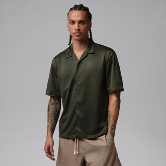 Nike Jordan Mens Jordan Brooklyn Festival Button-Down Top in Brown | IF1957-325