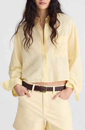 Madewell Linen & Cotton Straight Hem Shirt in Candlelight at Nordstrom, Size Xx-Large