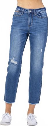 Judy Blue Howdy High Waist Boyfriend Jeans With Stitched Seam Detail - Plus Size In Medium Blue Wash