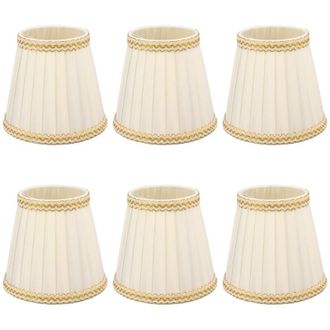 Gabrielle Pantallas De L&aacute;mpara Gabrielle, 6 Piezas, Pantallas Peque&ntilde;as Con Clip En Tambor, Tela Para L&aacute;mparas De Ara&ntilde;a, Velas, Bombillas, Accesorios De Iluminac