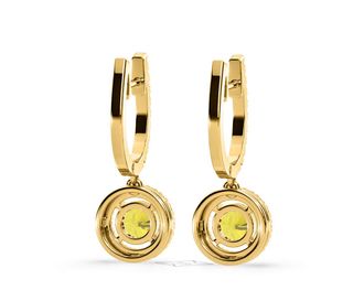 The Diamond Store Ella Yellow Lab Diamond 2.60ct Halo Drop Earrings in 18K Yellow Gold - Elara Collection