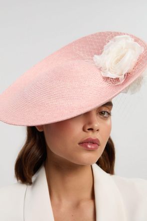 Karen Millen Womens Asymmetric Flower Detail Fascinator - Pink Straw - One Size
