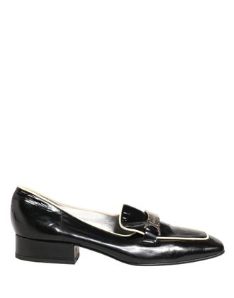 Dolce & Gabbana Black Patent Leather Logo Flats Loafers Womens Shoes (Pre-Owned)