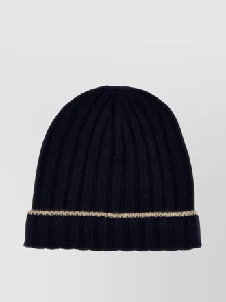 Brunello Cucinelli folded brim ribbed texture contrast trim