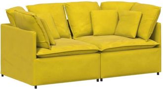 vidaXL Divano Modulare con Cuscini in Velluto Giallo - Vidaxl