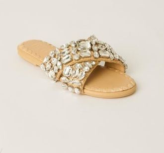 BTB Los Angeles Bijou Crystal Slide in Sand at Nordstrom, Size 10